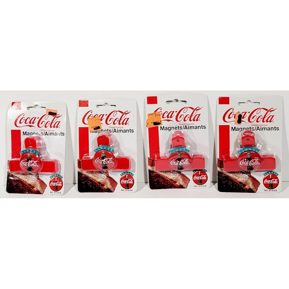 4 Vintage Coca Cola Chip Clip Fridge Magnet 1995 NOS No.51558